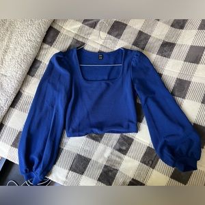 Long sleeve crop top - Royal Blue - Size Large